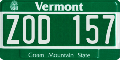 VT license plate ZOD157