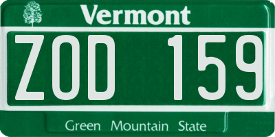VT license plate ZOD159