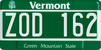 VT license plate ZOD162