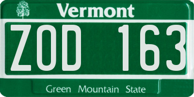 VT license plate ZOD163