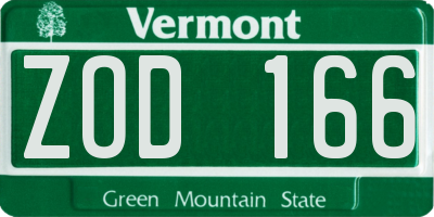 VT license plate ZOD166