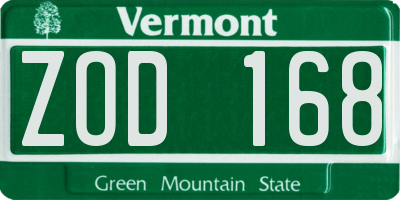 VT license plate ZOD168