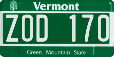 VT license plate ZOD170