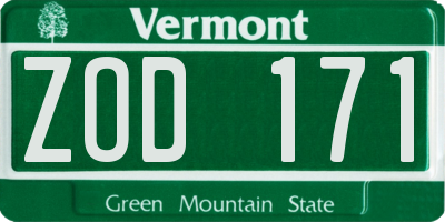 VT license plate ZOD171