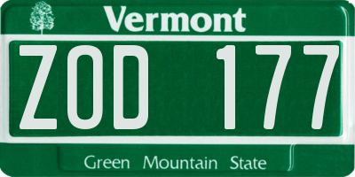 VT license plate ZOD177