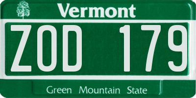 VT license plate ZOD179
