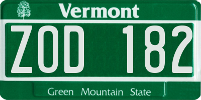 VT license plate ZOD182