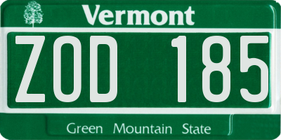 VT license plate ZOD185