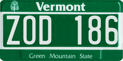 VT license plate ZOD186