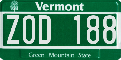 VT license plate ZOD188