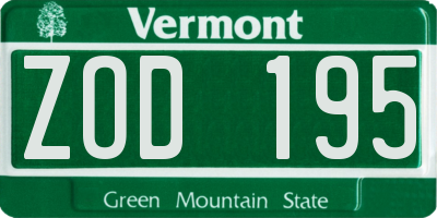 VT license plate ZOD195