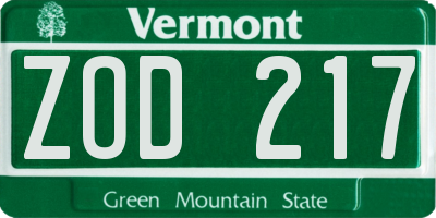 VT license plate ZOD217