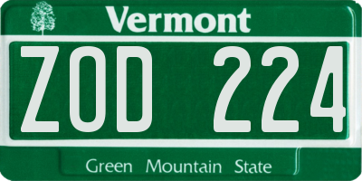 VT license plate ZOD224