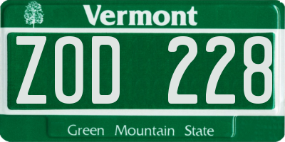 VT license plate ZOD228