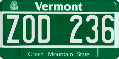 VT license plate ZOD236