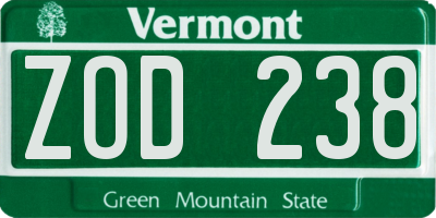 VT license plate ZOD238
