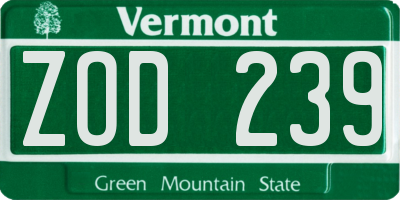 VT license plate ZOD239