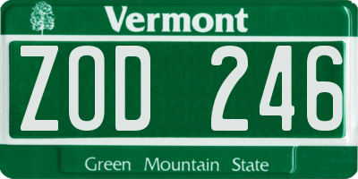 VT license plate ZOD246