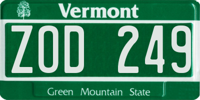 VT license plate ZOD249