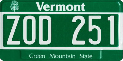 VT license plate ZOD251