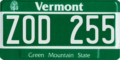 VT license plate ZOD255