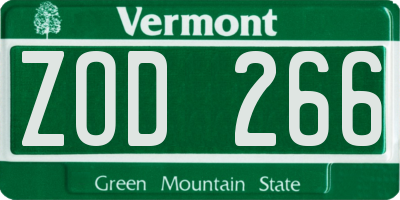 VT license plate ZOD266