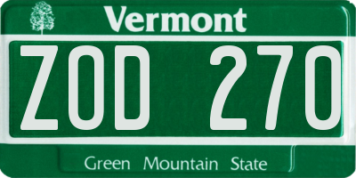 VT license plate ZOD270