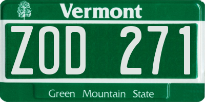 VT license plate ZOD271