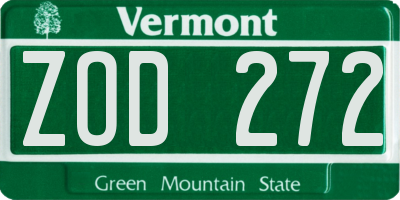 VT license plate ZOD272