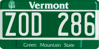VT license plate ZOD286