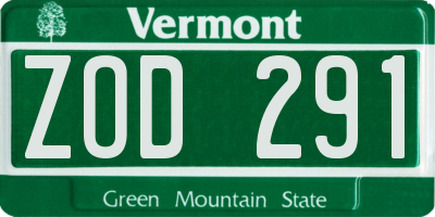 VT license plate ZOD291