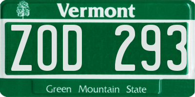 VT license plate ZOD293