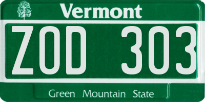 VT license plate ZOD303