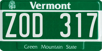 VT license plate ZOD317
