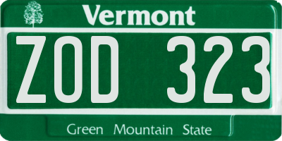 VT license plate ZOD323