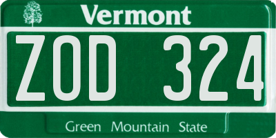 VT license plate ZOD324