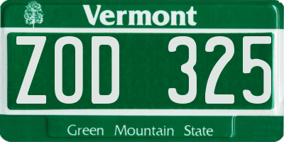 VT license plate ZOD325