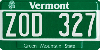VT license plate ZOD327