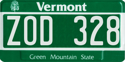 VT license plate ZOD328