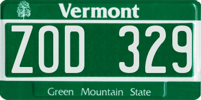 VT license plate ZOD329