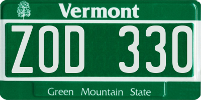VT license plate ZOD330