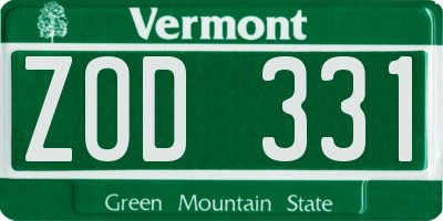 VT license plate ZOD331