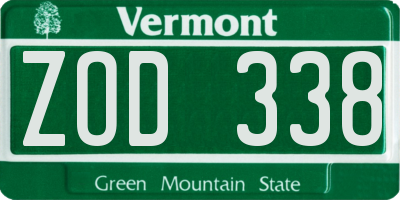 VT license plate ZOD338