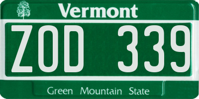 VT license plate ZOD339