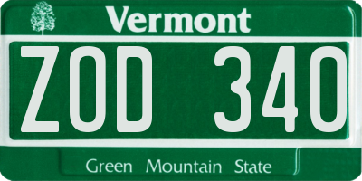 VT license plate ZOD340
