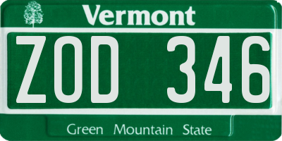 VT license plate ZOD346