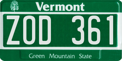 VT license plate ZOD361
