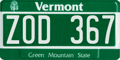 VT license plate ZOD367