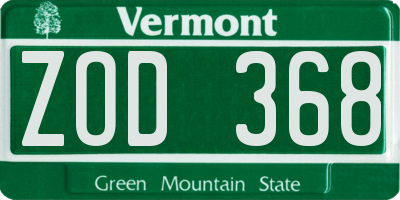 VT license plate ZOD368