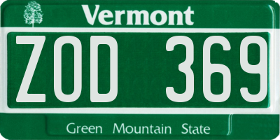 VT license plate ZOD369